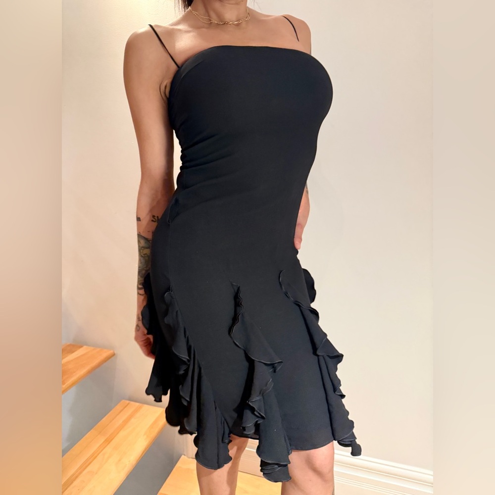 CNC Costume National Black Trumpet Maxi Dress